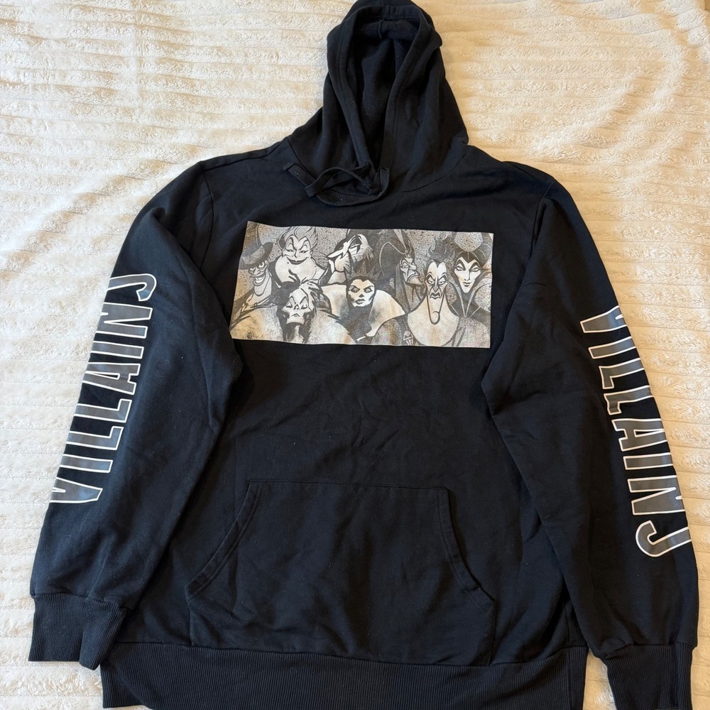 Disney Villains Graphic Hoodie Mens XXL Black Ursula Maleficent Jafar Pullover